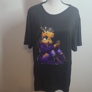 Black T-Shirt with Betty Boop Cartoon Graphic